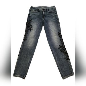 White House Black Market Embroidered Jeans, Size 4